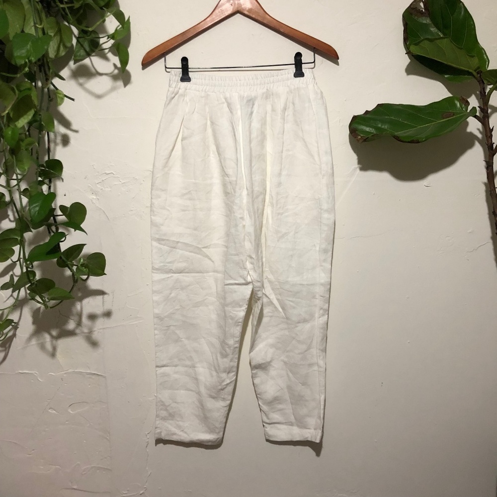 Ilana Kohn White 100% Linen Nico Ankle Pants M - Picture 1 of 5